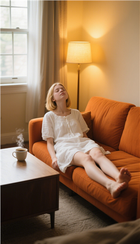 客厅沙发慵懒风少女写真图片